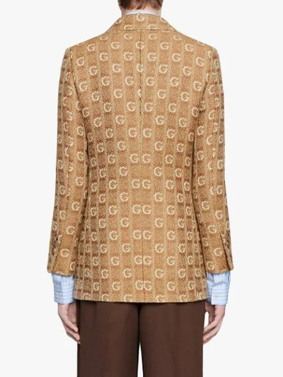 Shop Gucci Textured G Wool Jacket In Brown
