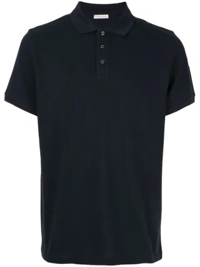 Shop Moncler Jersey Polo Shirt In 773 Dark Blue