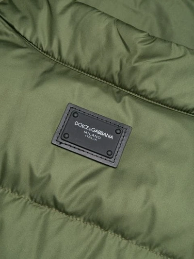 Shop Dolce & Gabbana High Collar Padded Jacket In Green