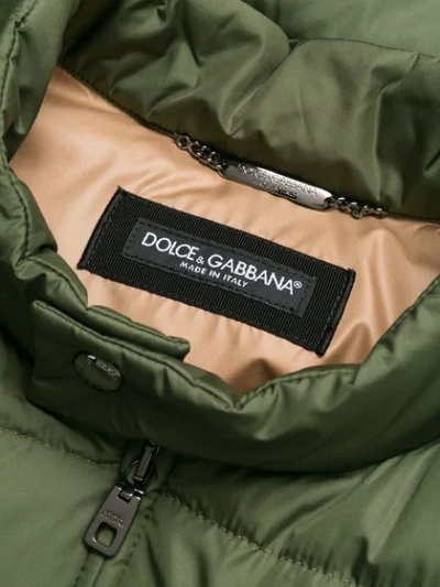 Shop Dolce & Gabbana High Collar Padded Jacket In Green