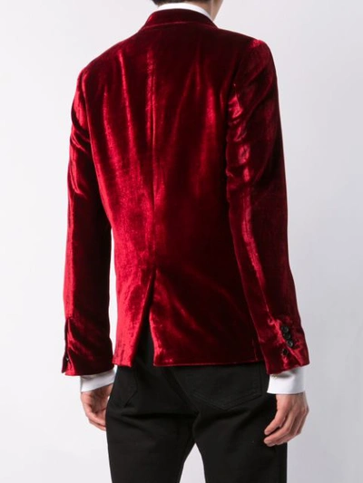 Shop Amiri Embellished Velvet Blazer In Red