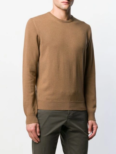 Shop Dell'oglio Crew Neck Knit Sweater In Brown