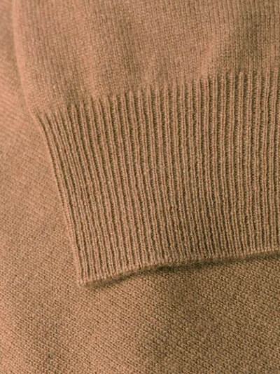 Shop Dell'oglio Crew Neck Knit Sweater In Brown