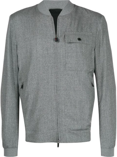Shop Z Zegna Zipped-up Bomber Jacket In Grey