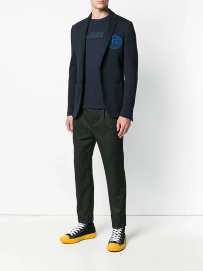 Shop Fendi Appliqué Blazer In Blue