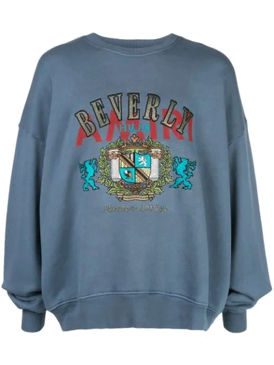 Shop Amiri Embroidered Coat Of Arms Sweatshirt In Grey