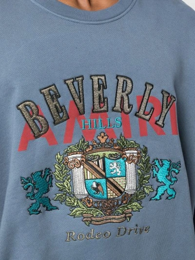 Shop Amiri Embroidered Coat Of Arms Sweatshirt In Grey