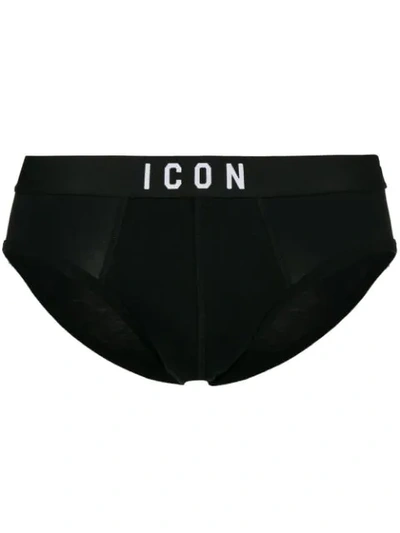 Shop Dsquared2 Icon Printed Briefs In Black