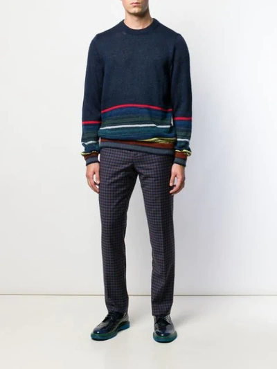 Shop Ps By Paul Smith Check Pattern Trousers In Blue