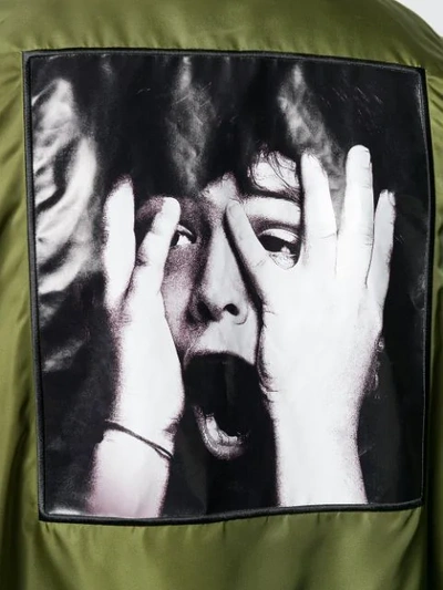 Shop Marcelo Burlon County Of Milan Scared Face Bomber Jacket In Green