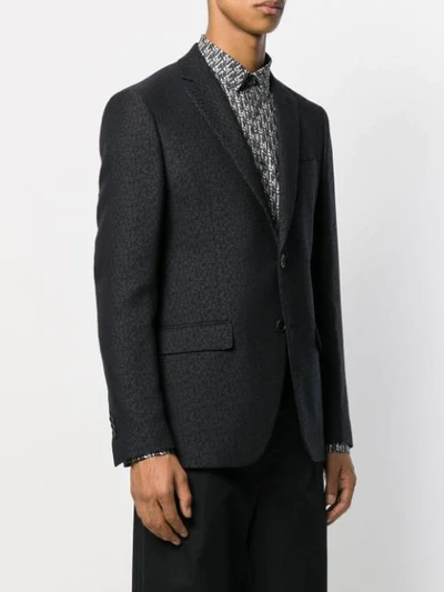 Shop Fendi Jacquard Slim-fit Jacket In Blue