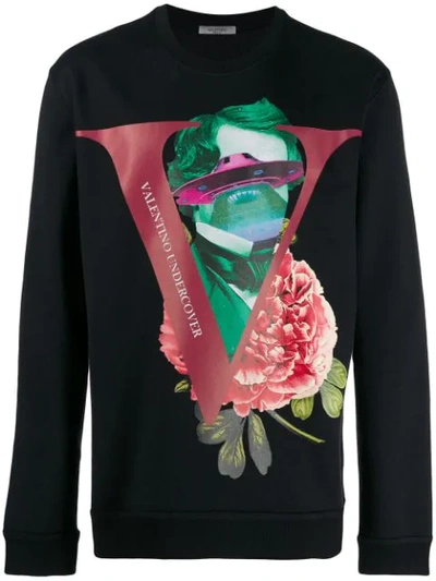 Shop Valentino X Undercover Print Crew-neck Sweater In Black