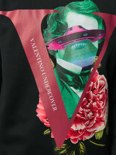 Shop Valentino X Undercover Print Crew-neck Sweater In Black