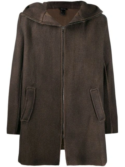 Shop Avant Toi Hooded Coat In Brown