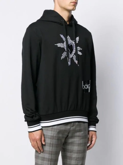 Shop Dolce & Gabbana Embroidered Heart Hoodie In Black