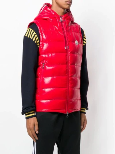 Shop Moncler Hooded Padded Vest In Red