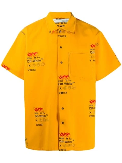 Skøn Fordi falskhed Off-white Industrial Printed Cotton Canvas Shirt In Yellow | ModeSens