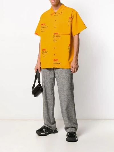 Shop Off-white Logo Printed Boxy Shirt In Yellow