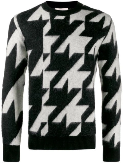 Shop Alexander Mcqueen Houndstooth Knitted Sweater In Black
