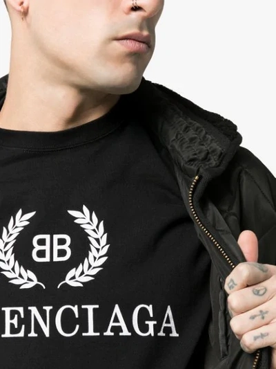 Shop Balenciaga Black Logo Print Cotton T-shirt