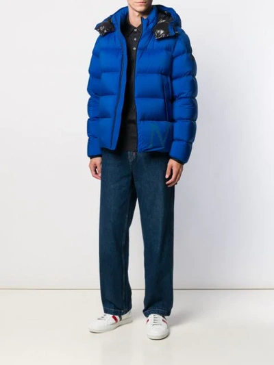 Shop Moncler Wilms Padded Coat In Blue