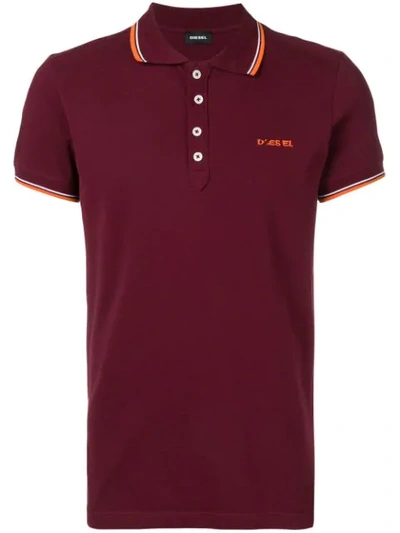Shop Diesel Embroidered Logo Polo Shirt In Red