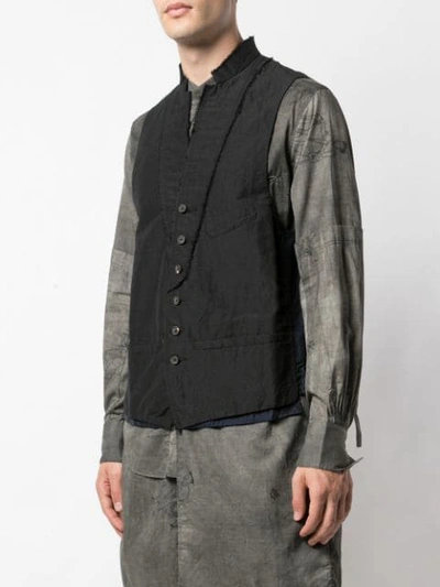 Shop Ziggy Chen Band Collar Waistcoat In Black