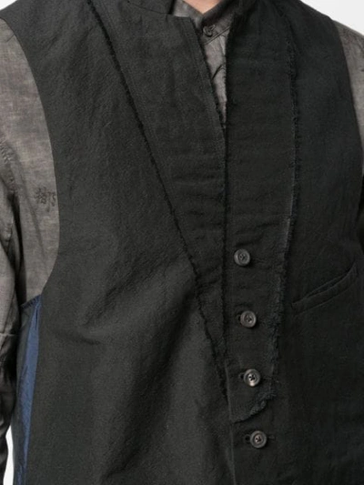 Shop Ziggy Chen Band Collar Waistcoat In Black
