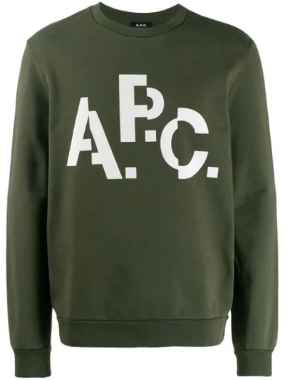 Shop A.p.c. Logo Sweatshirt In Green