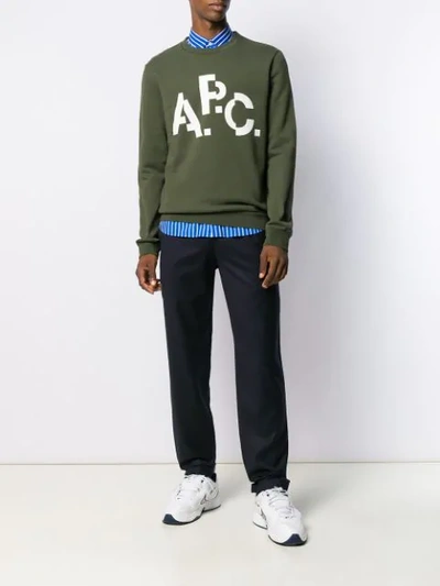 Shop A.p.c. Logo Sweatshirt In Green