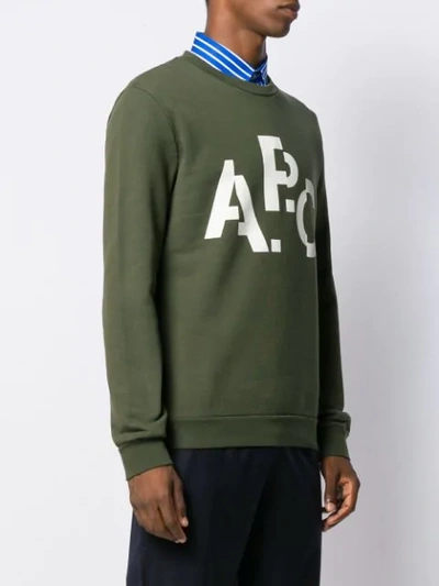 Shop A.p.c. Logo Sweatshirt In Green