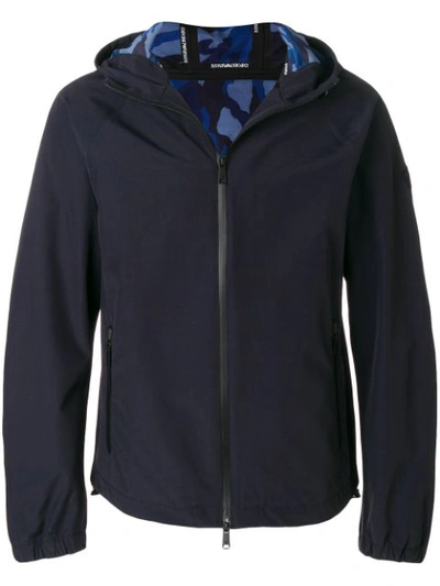 Shop Emporio Armani Boxy Zip Front Jacket - Blue