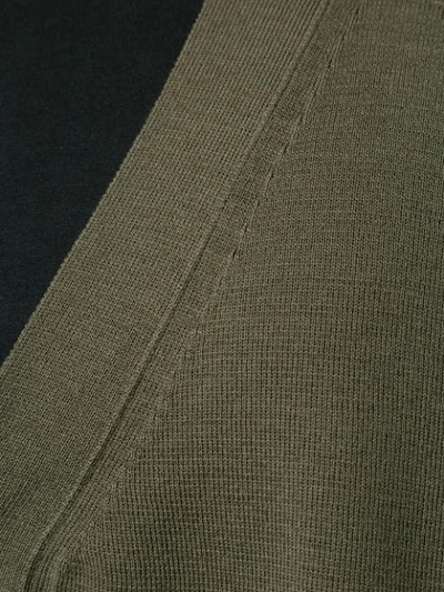 Shop Juunj Ribbed Panel Cardigan In Green