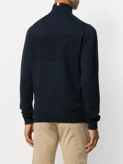 Shop Tommy Hilfiger Logo Half-zip Sweater In Blue
