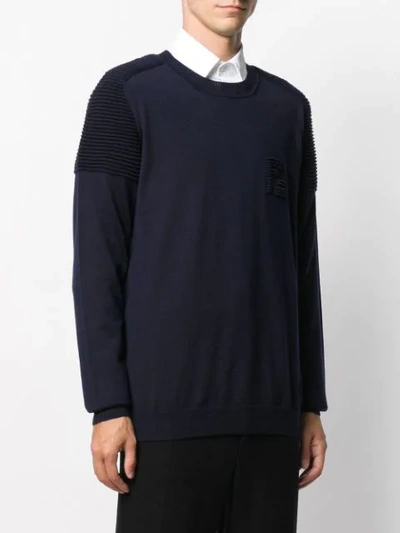 Shop Fendi Ff-logo Knitted Jumper In Blue