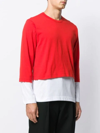 Shop Comme Des Garçons Shirt Layered Knit Jumper In Red