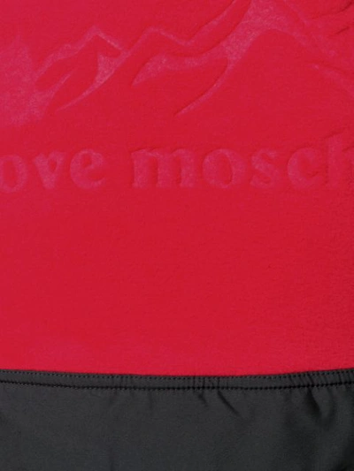Shop Love Moschino Logo Embossed Hoodie - Red