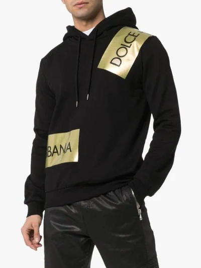 Shop Dolce & Gabbana Logo Stripe Hoodie In Black