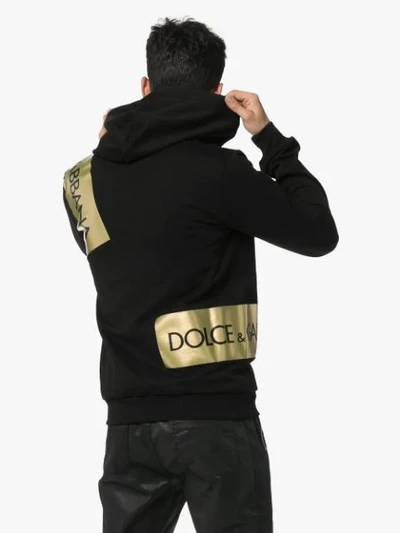 Shop Dolce & Gabbana Logo Stripe Hoodie In Black