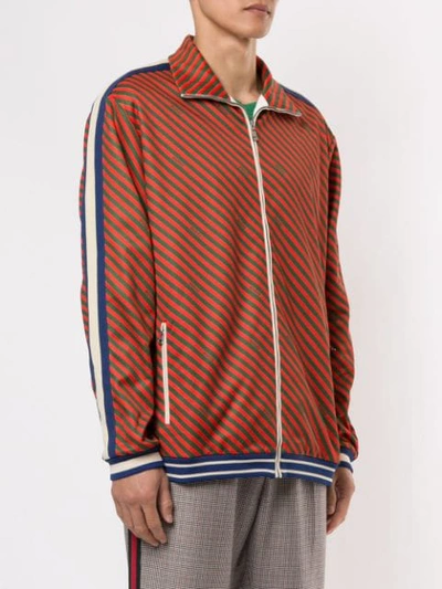 Shop Gucci Diagonal Stripe Jacket In Red