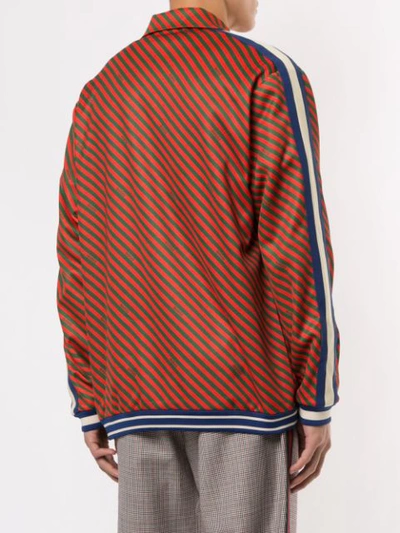 Shop Gucci Diagonal Stripe Jacket In Red