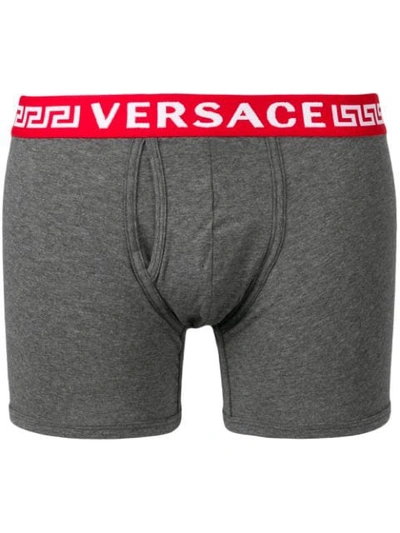 Shop Versace Perfectly Fitted Boxers In Grey