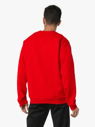 Shop Versace Logo Embroidered Sweatshirt In Red