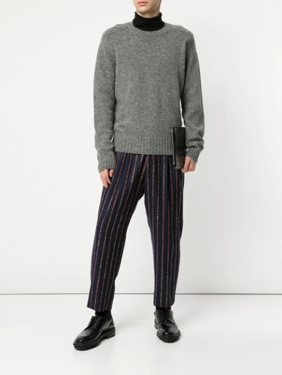 Shop Sartorial Monk Striped Trousers - Blue