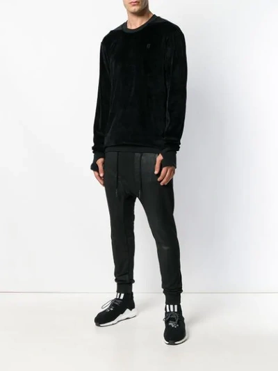 Shop 11 By Boris Bidjan Saberi Velvet Jersey Sweater - Black