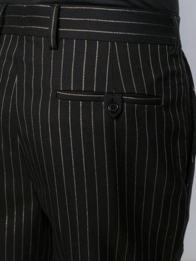 Shop Saint Laurent Metallic-pinstripe Tailored Trousers In Black