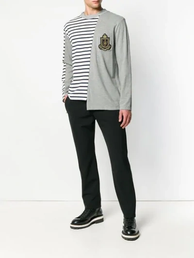 Jw Anderson Striped Color Blocked Long Sleeve Shirt In Grey