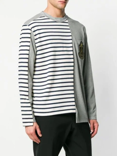 Jw Anderson Striped Color Blocked Long Sleeve Shirt In Grey