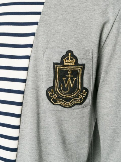 Jw Anderson Striped Color Blocked Long Sleeve Shirt In Grey