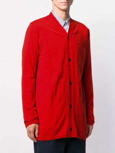 Shop Comme Des Garçons Shirt Fine Knit Cardigan In Red